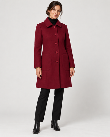Women's Single-Breasted Coat – Classic Collar & Patch Pockets