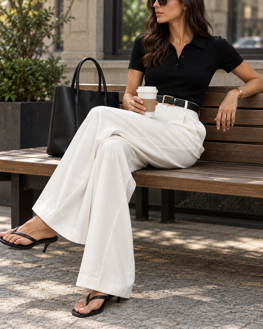 Women's High-Waisted Tailored Wide-Leg Trousers