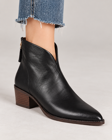 Women's Pointed Toe Ankle Boots – Vegan Leather Low Block Heel