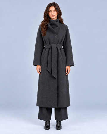 Women's Wool Blend Trench Coat | Elegant Ankle-Length Winter Outerwear
