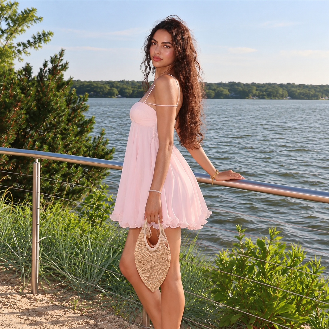 Rosette Bloom Mini Dress