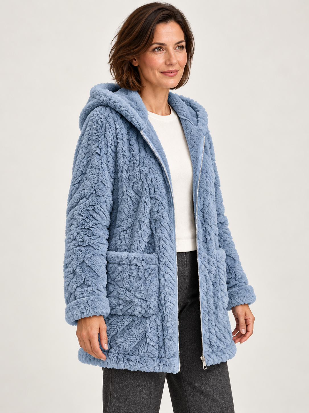 Women’s Hooded Fleece Jacket – Longline & Zip Front