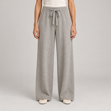 Women's Wide-Leg Knit Trousers – Drawstring Waist & Relaxed Fit
