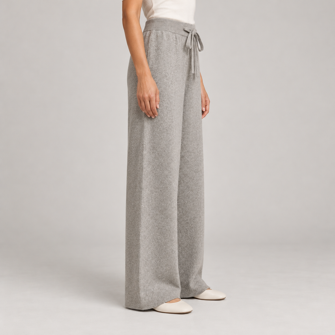 Women's Wide-Leg Knit Trousers – Drawstring Waist & Relaxed Fit