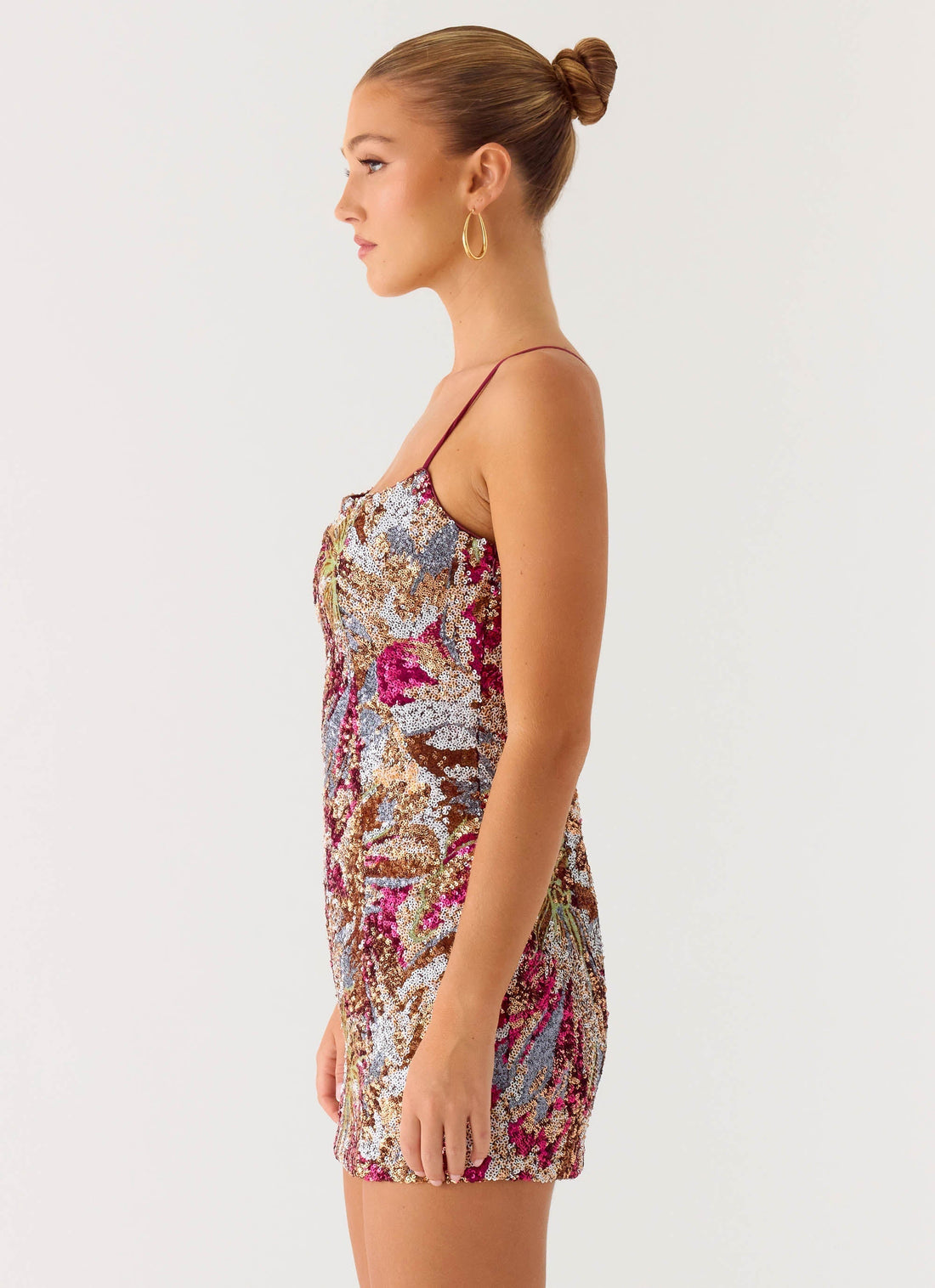 Soul Sound Sequin Mini Dress Fuchsia Floral