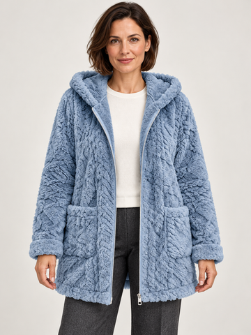 Women’s Hooded Fleece Jacket – Longline & Zip Front