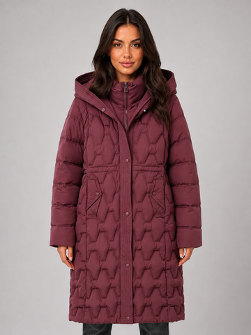 Women Long Hooded Quilted Puffer Coat