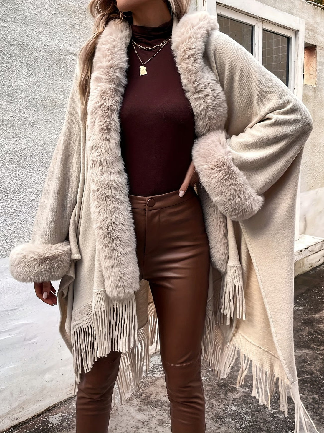 Amelia Faux Fur Cape