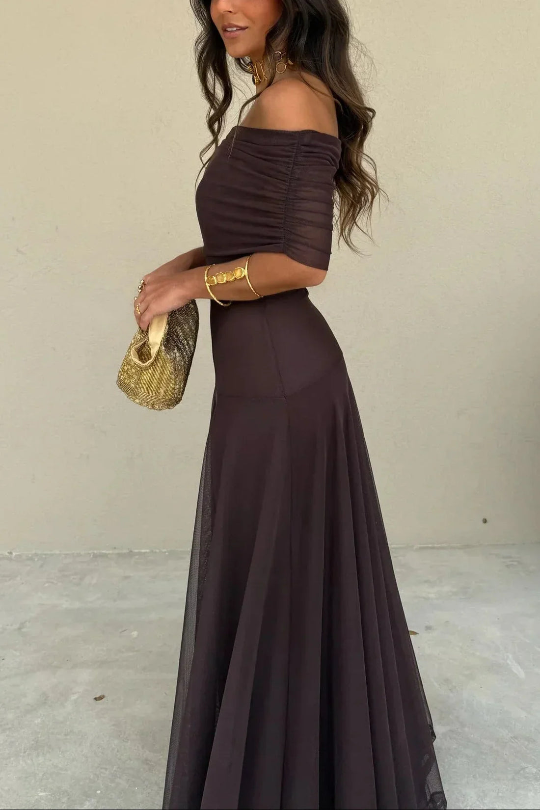 Pleated one-Shoulder summer Maxi dress for women